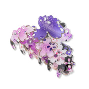 Noren Japanese Pattern Sakura Claw Hair Clip, Medium, Acrylic with Japanese Fabric, Made in Taiwan, 3 Colors