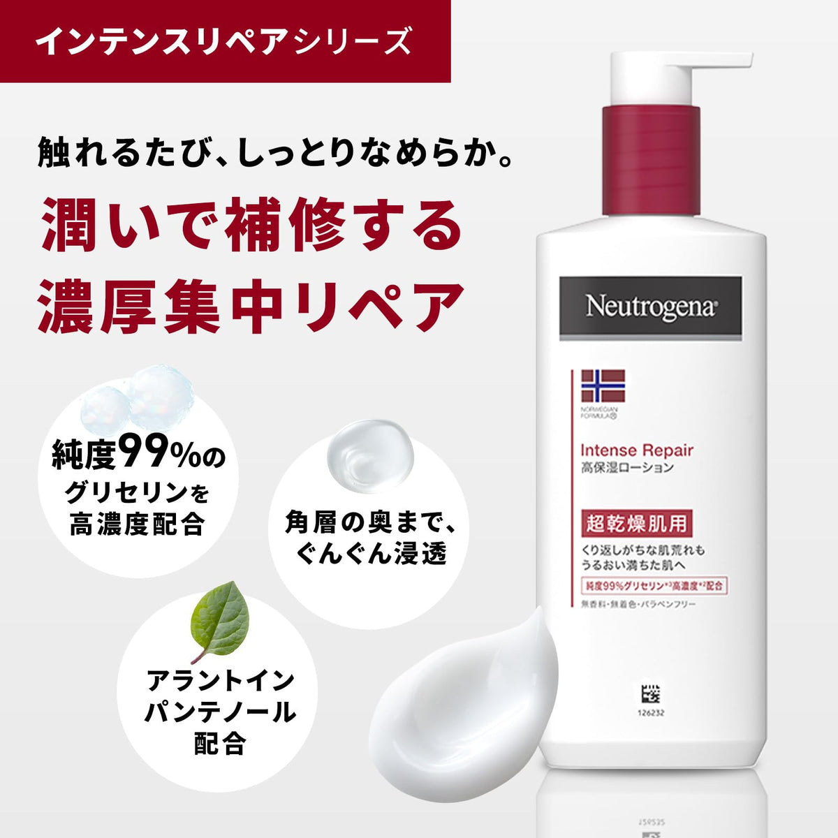 Neutrogena Norwegian Formula Intense Repair Body Emulsion, Fragrance-Free 99% Glycerin Body Lotion for Very Dry Skin, 250 mL