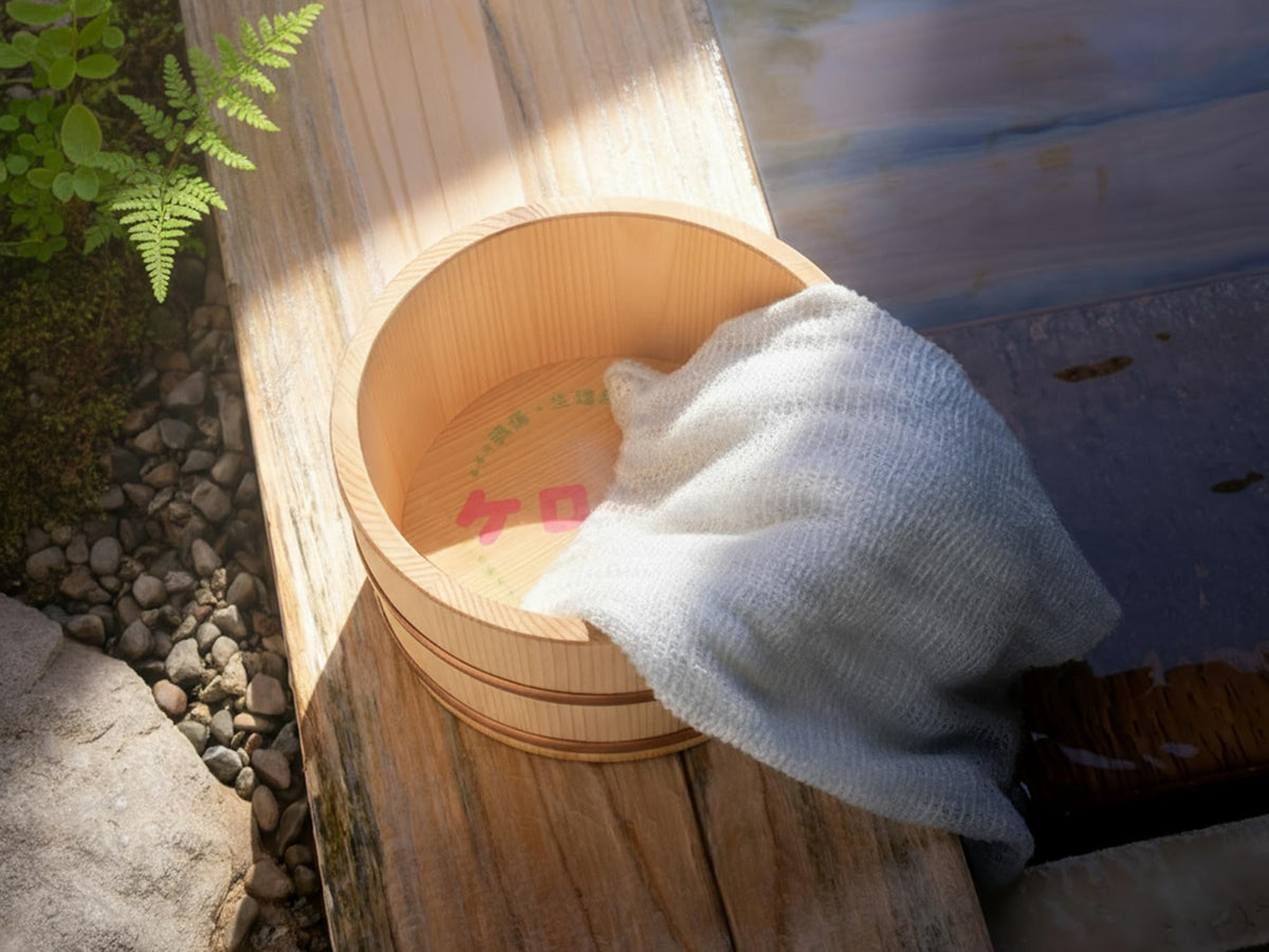 Long Nylon Exfoliating Body Wash Towel, Triple-Weave Wave Pattern for Rich Foam, 101 x 30 cm, Quick-Drying, Made in Japan