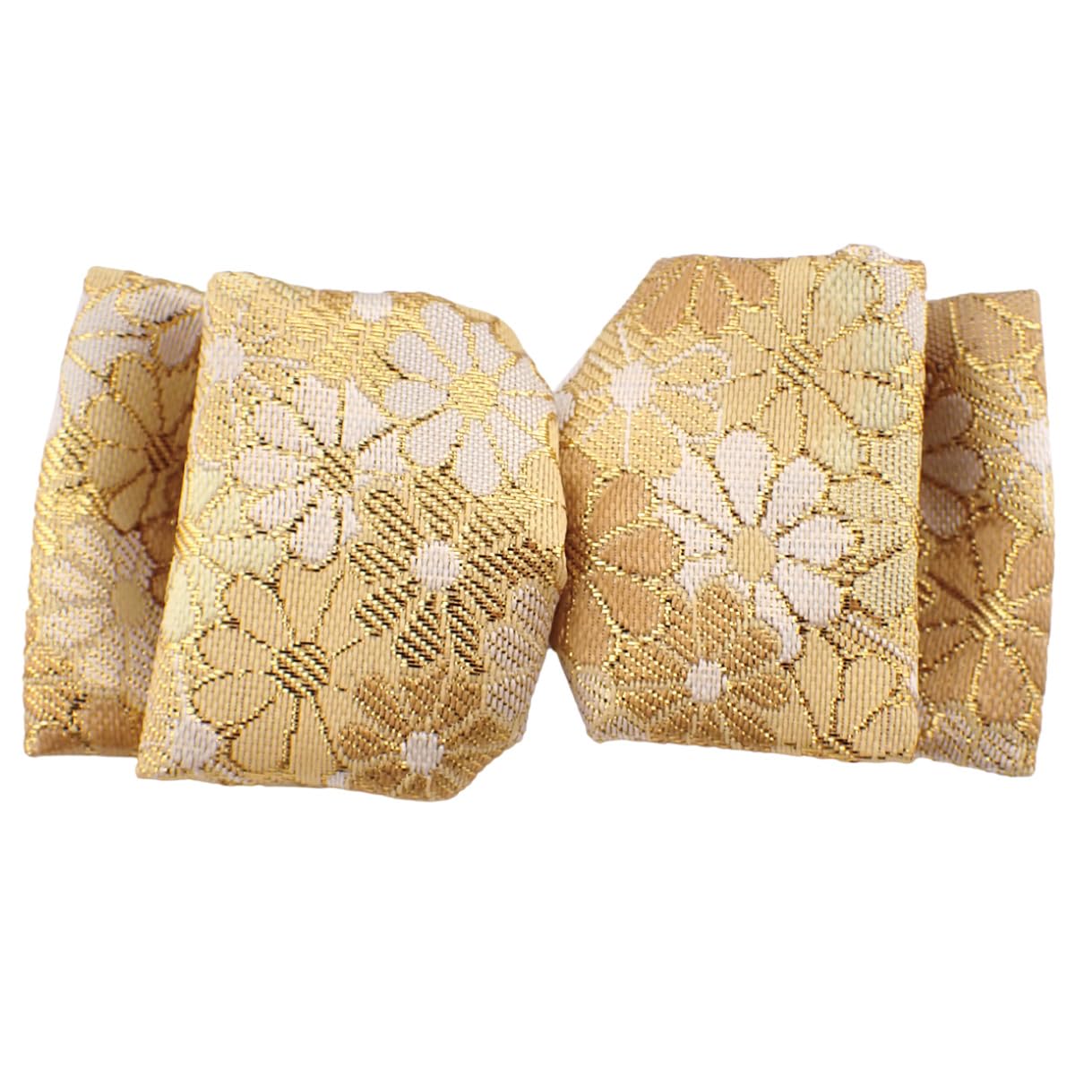 Nishijin-Ori Ribbon Hair Barrette for Women, Made in Japan Kyoto Gold Brocade Floral Bow Hair Clip