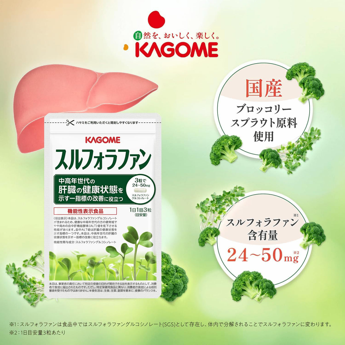 Kagome Sulforaphane, 93 Capsules, 31 Days, Broccoli Sprout, Food with Function Claims