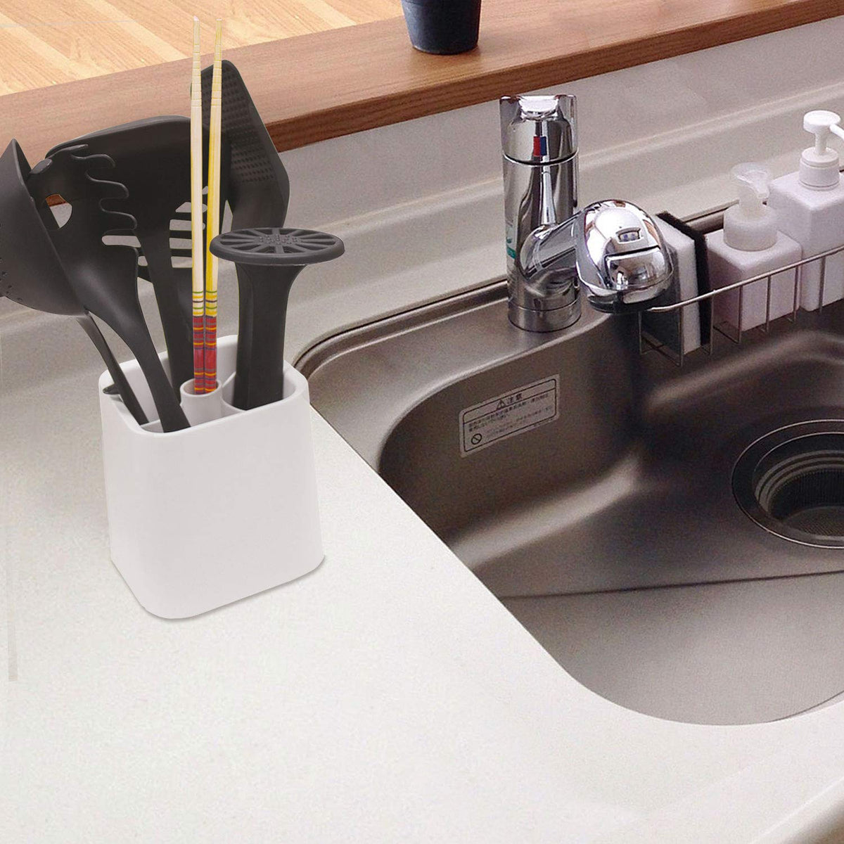 Kokubo Kitchen Tool Stand — Three-Compartment Chopstick-Slot