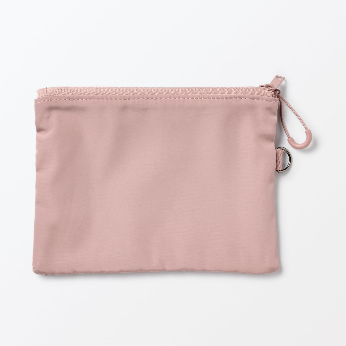 MUJI Polyester Double Zip Case M, Mesh Pouch about 13.5 x 19 cm with Zip Pull Ring, Pink, Grey, Khaki or Black
