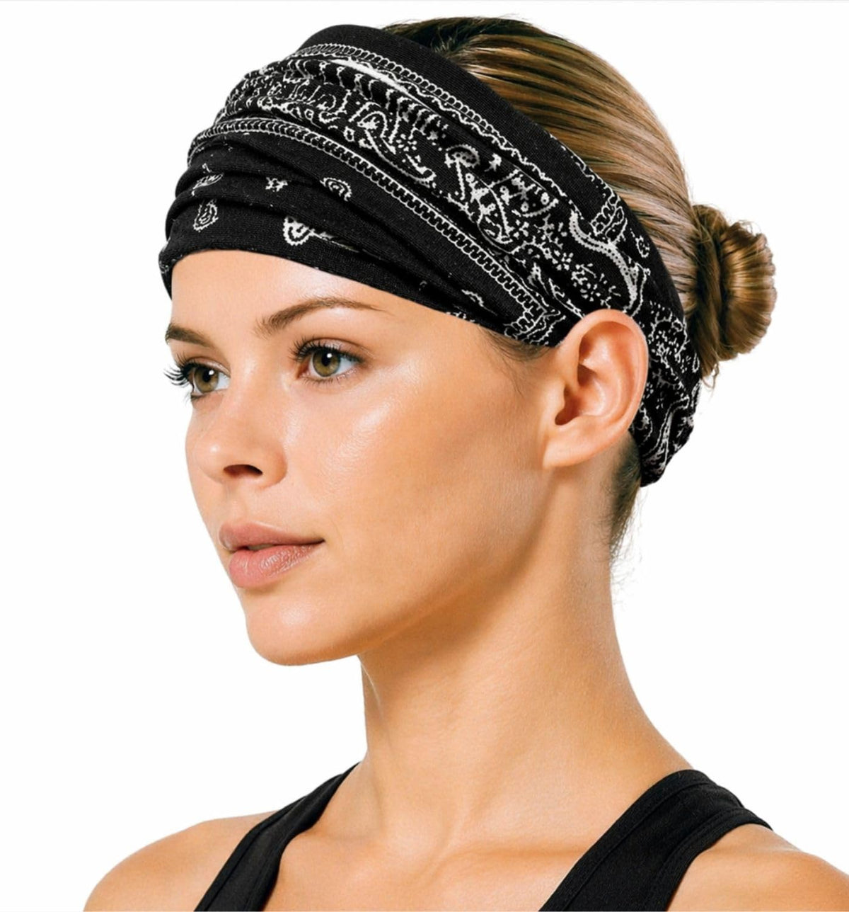 Elastic Bandana Headband for Women and Men, Wide Stretch Head Wrap in 15 Colors and Prints, One Size