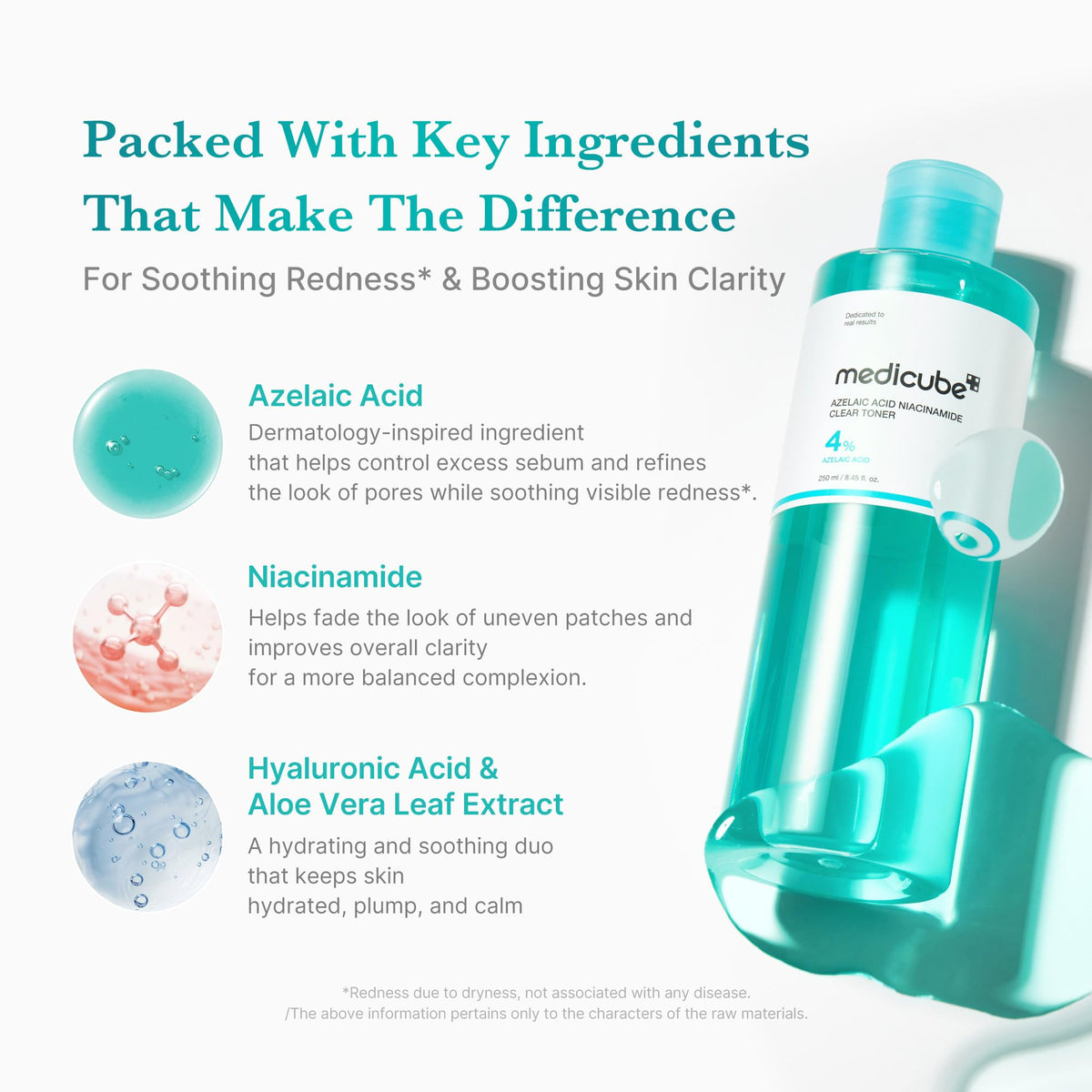medicube Azelaic Acid Niacinamide Clear Toner 250 mL, Lightweight Daily Clarifying Toner with 4% Azelaic Acid, Hyaluronic Acid and Aloe Vera Leaf Extract