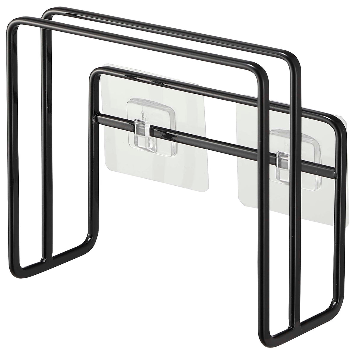 Yamazaki Tower Film Hook Cutting Board Holder, Steel Stand for Two Boards with Adhesive Film Hooks, 12 x 5.7 x 12 cm and 140 g, White or Black