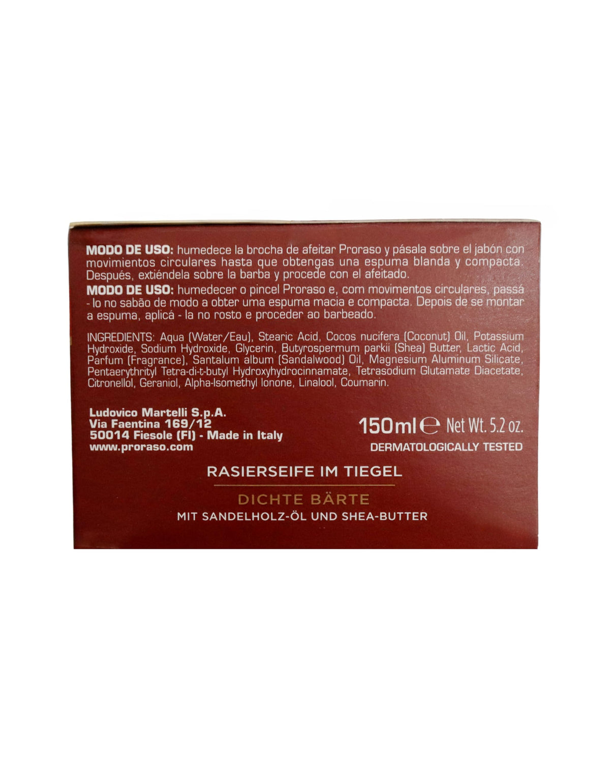 Proraso Shaving Soap in a Bowl, Nourishing Sandalwood Oil and Shea Butter Formula for Thick Beards, Italian-Made, 150 mL