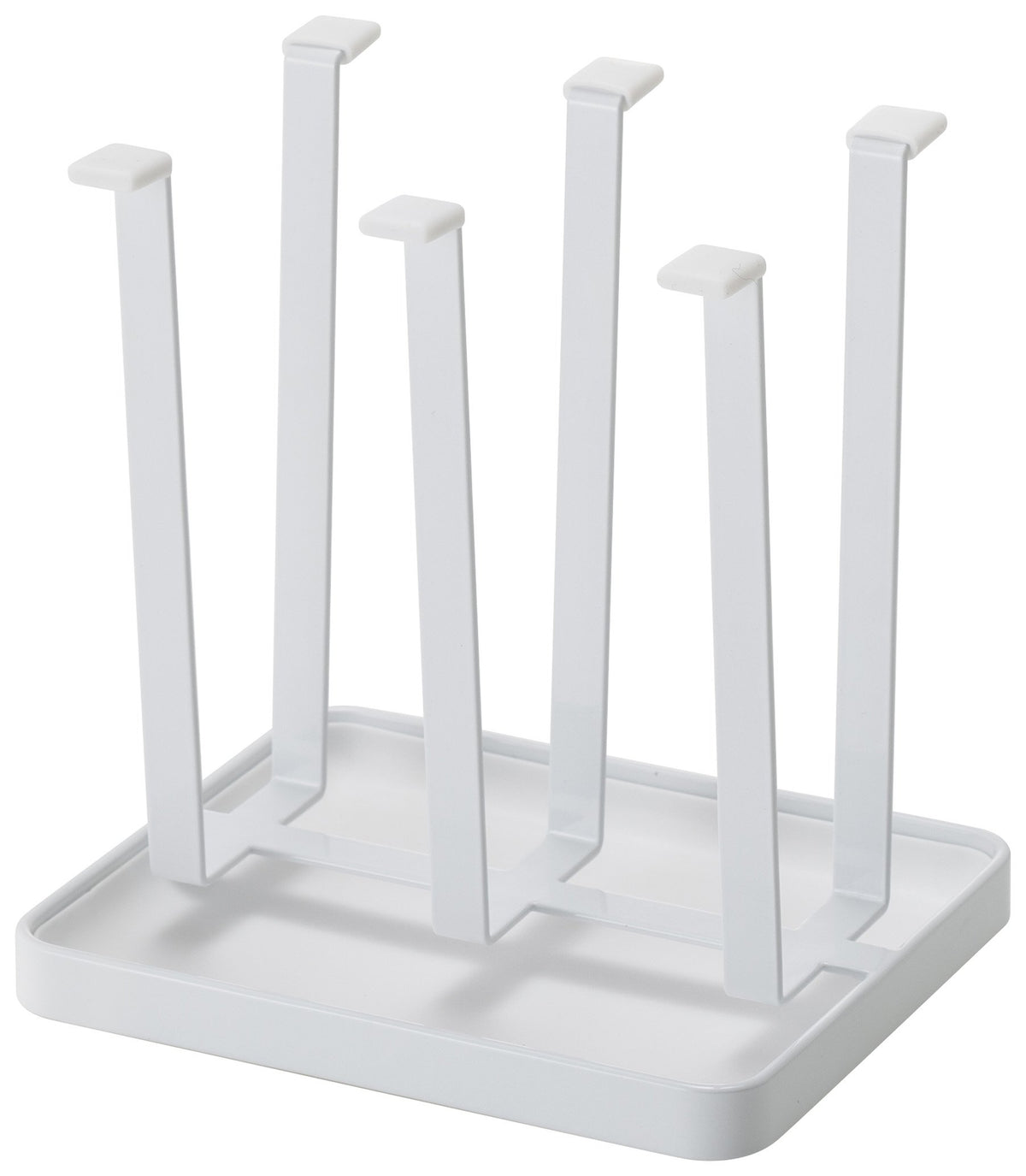 Yamazaki Tower Slim Glass Stand, Steel Draining Stand for 4 to 6 Glasses and Mugs with Removable Tray, 16 x 13 x 17 cm, White