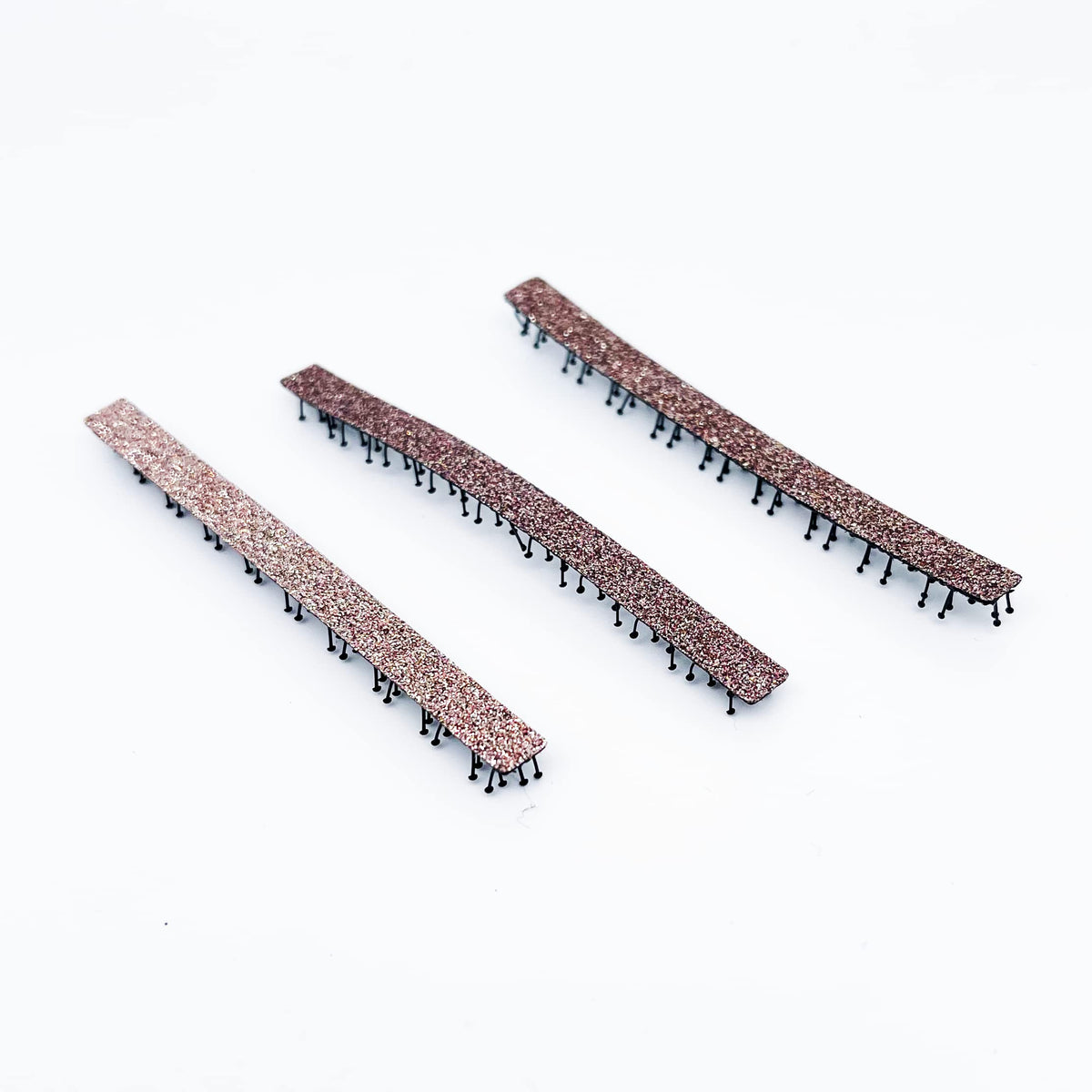 Glitter Plain-Color No-Crease Hair Clip for Bangs, Made in Japan, Ribbons, Cross, Hearts, Five-Point Shapes and Rectangles