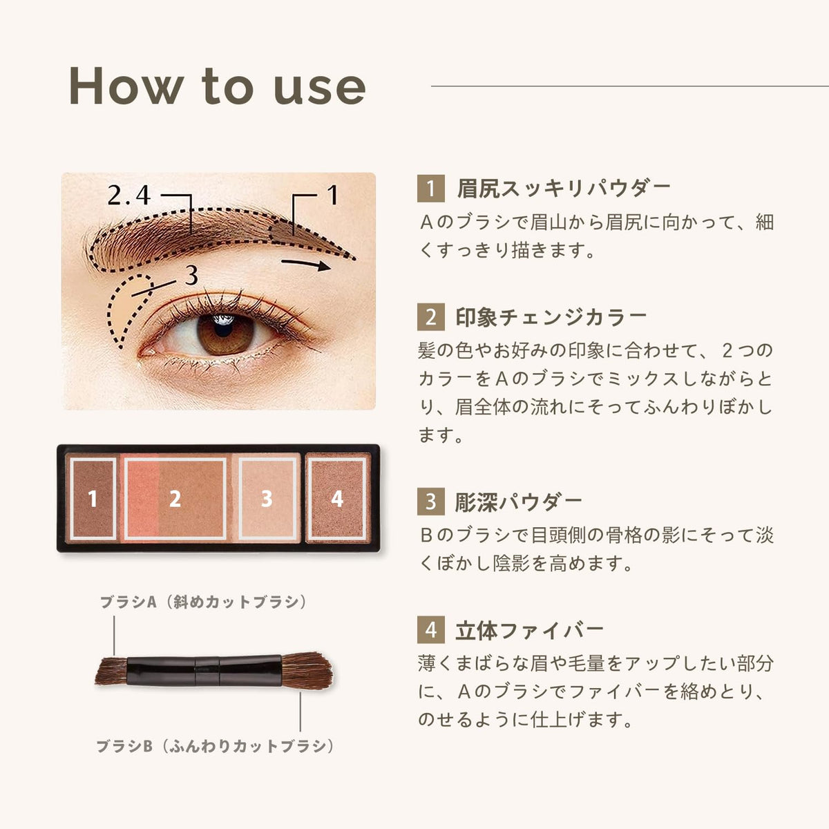 Eyebrow Powder Palette Refill With Guide Film And Double-Ended Brush, 4.2 g