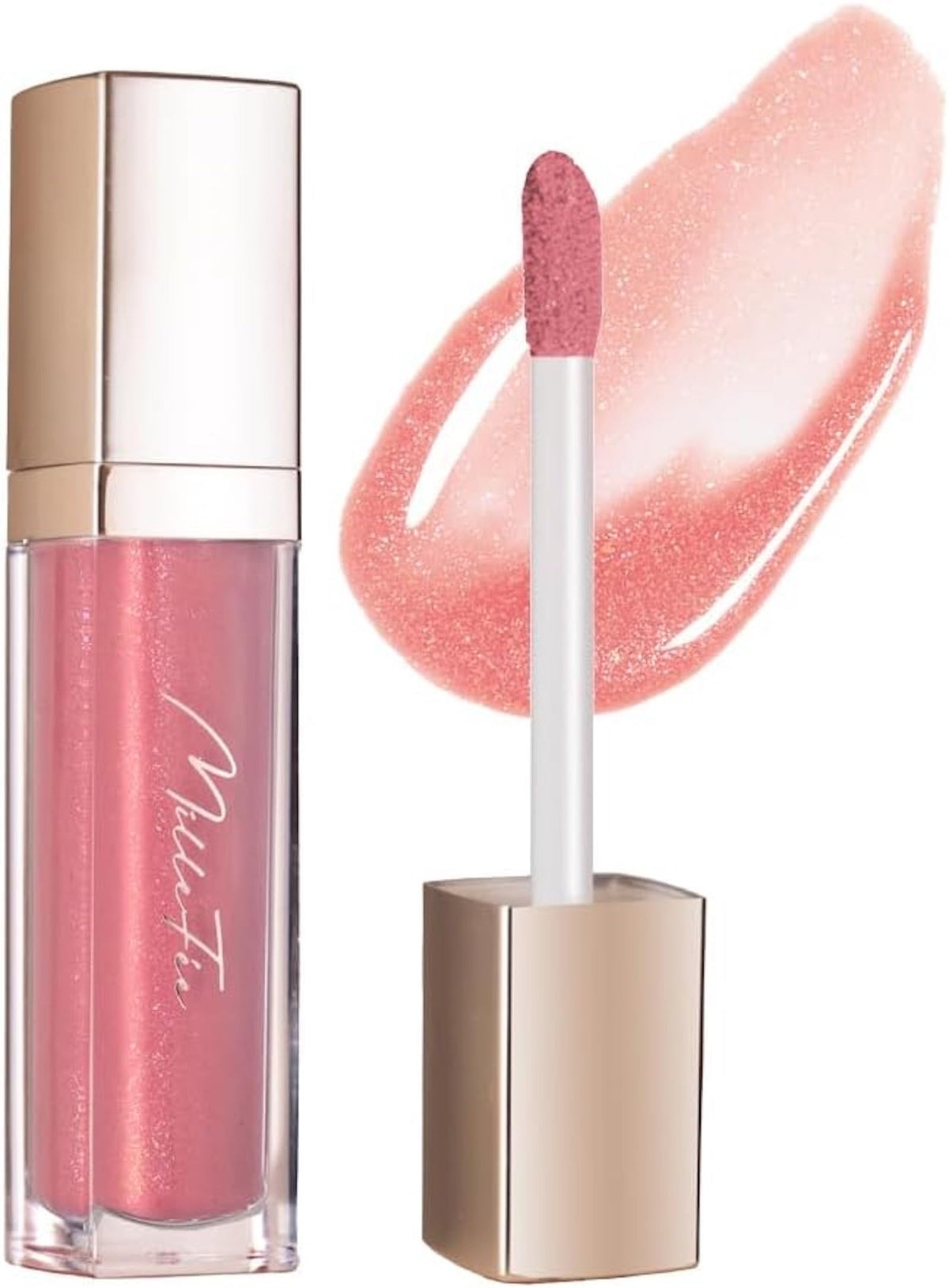 MilleFée Glamorous Lip Plumper 03 Dreamy Pink, Glittery Candy-Gloss Lip Plumper with Hyaluronic Acid and Cooling Menthol, 6.2 mL