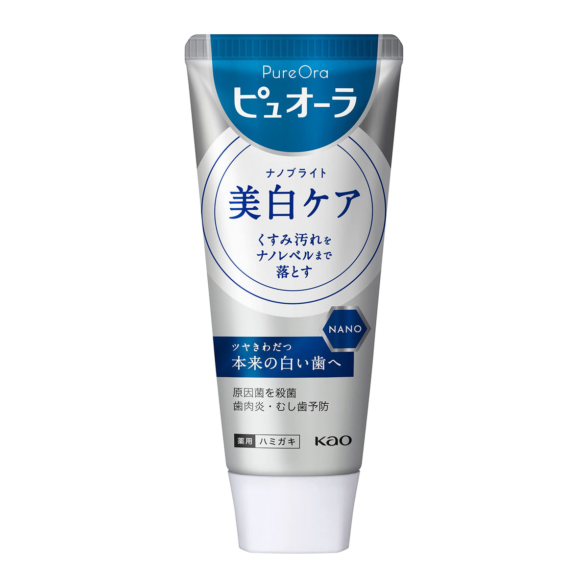 PureOra Nano Bright Whitening Medicated Toothpaste, White Mint, Erythritol and Fluoride, 115 g