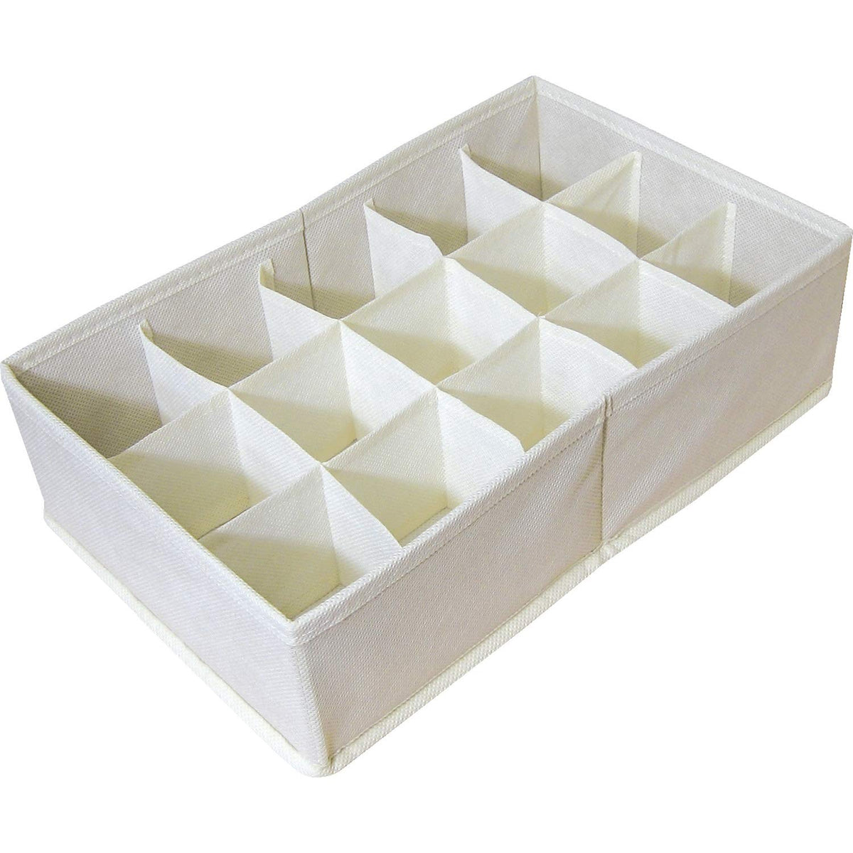 Yamazen Fabric Drawer Divider Box, Non-Woven Cell Organizer for Underwear and Socks, 34 x 21 x 10 cm, 24, 15 or 4 Cells, Ivory