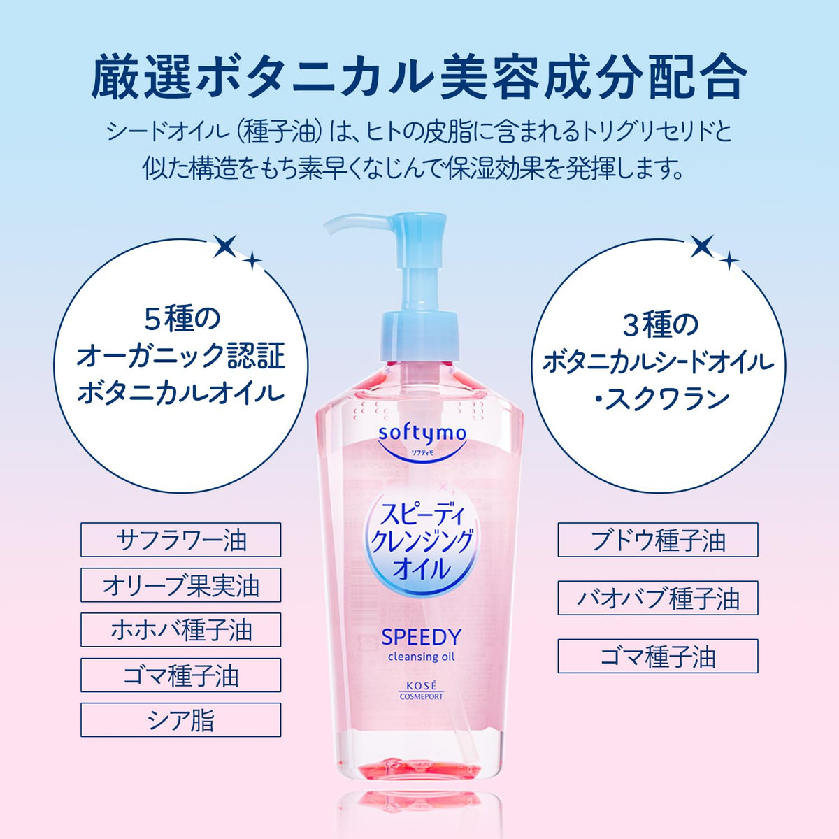 Softymo Speedy Cleansing Oil, Fragrance-Free Rinse-Off Makeup Remover Oil with Organic-Certified Botanical Oils, Wet-Hands and Eyelash-Extension Safe, 240 mL