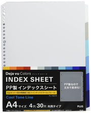 PLUS Deja Vu Colors Index Sheet FL-102IX, A4 6-Tab PP Index Sheets for 4-Hole and 30-Hole Files with Contents Sheet and Labels, 302 x 241 mm, Cool Tone or Warm Tone