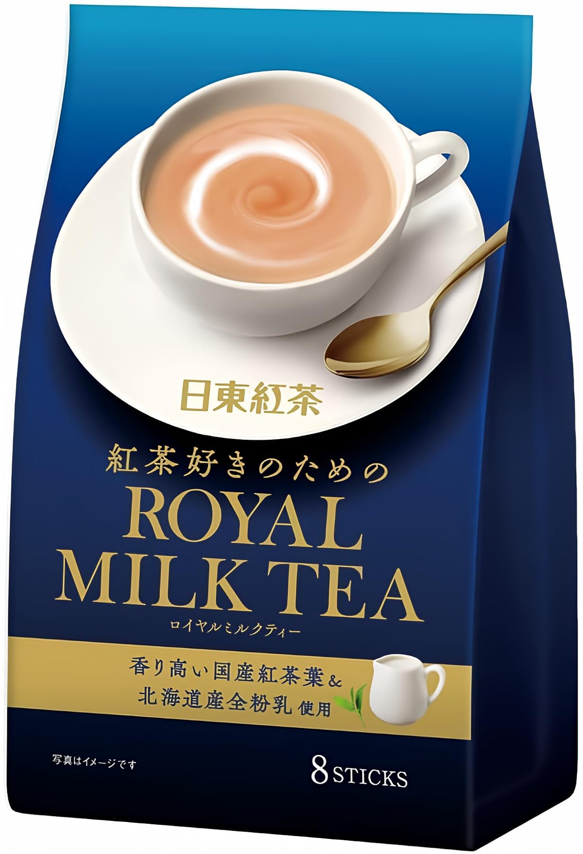 Nittoh Royal Milk Tea Instant Sticks, 8 Sticks, Fragrant Black Tea Leaves and Hokkaido Whole Milk Powder