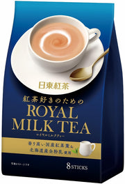 Nittoh Royal Milk Tea Instant Sticks, 8 Sticks, Fragrant Black Tea Leaves and Hokkaido Whole Milk Powder