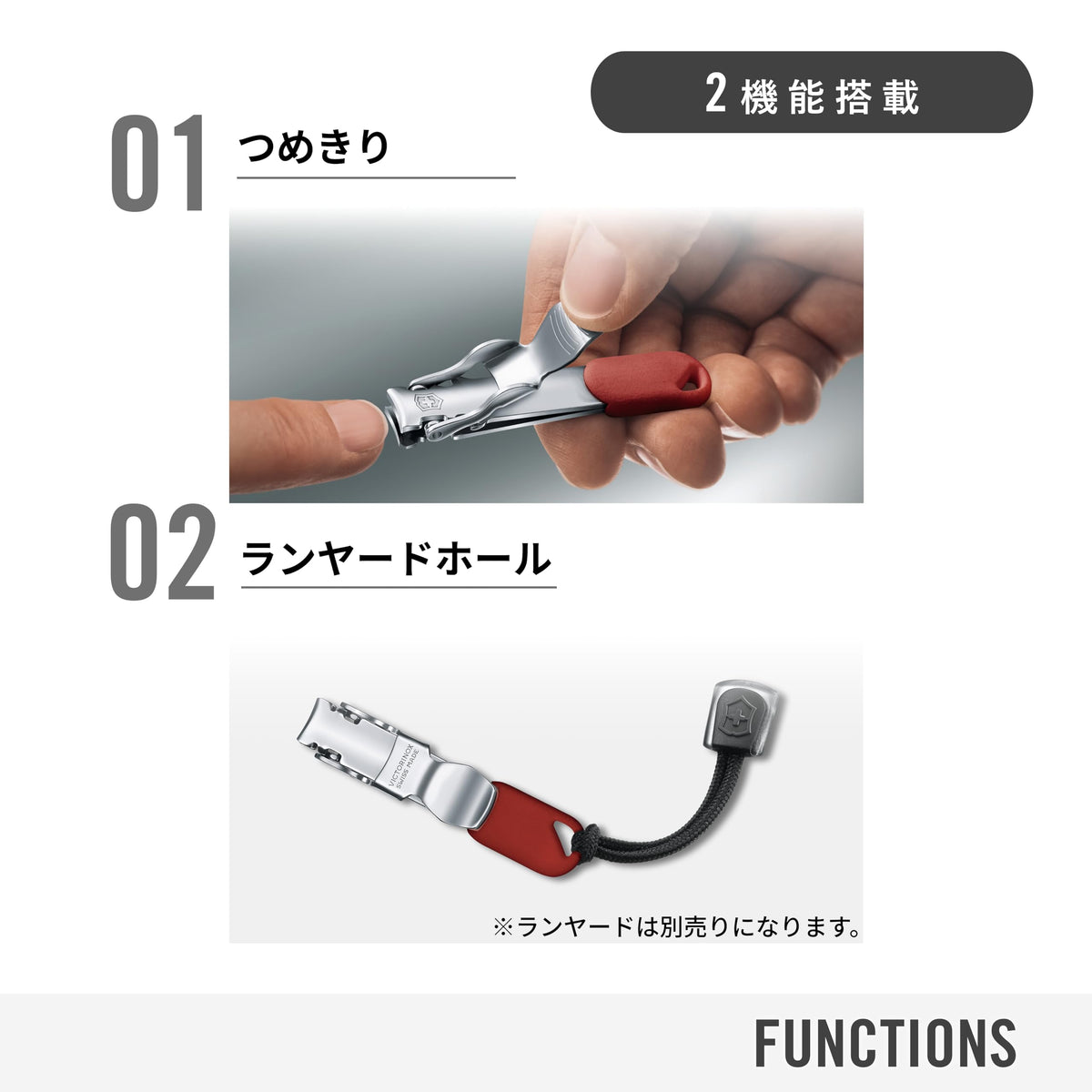 Victorinox Nail Clipper, Compact Swiss-Made Stainless Steel Clipper with Curved Blade and Lanyard Hole, Red or Black