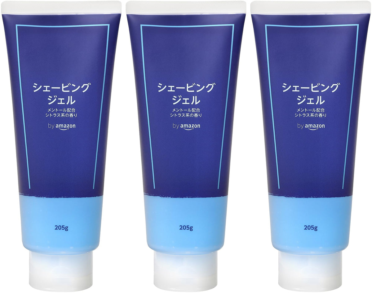 by Amazon Shaving Gel, Citrus Scent with Menthol, Clear Shaving Gel 205 g x 3 Tubes