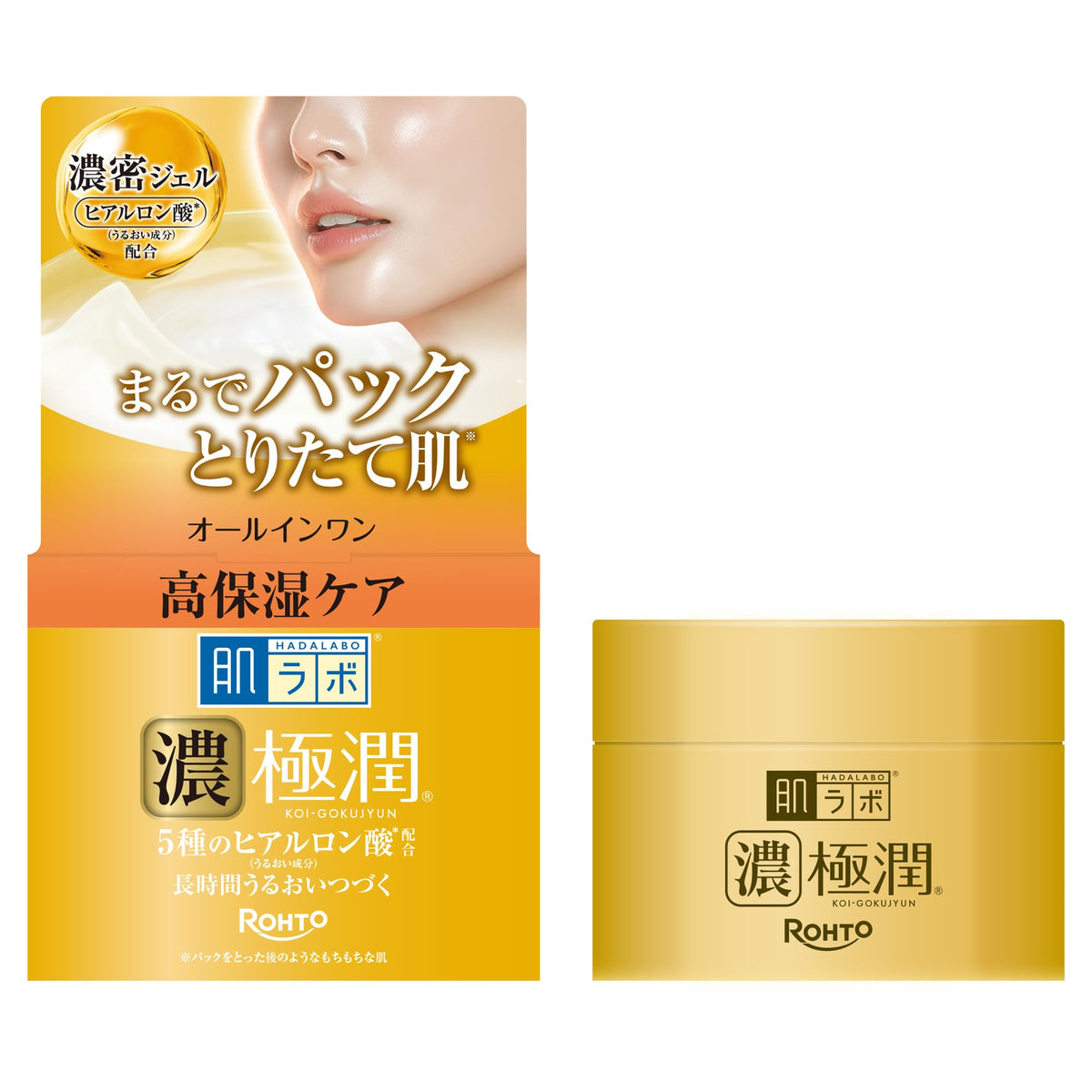 Hada Labo Koi-Gokujyun Perfect Gel, All-in-One Moisturizing Gel Cream with 5 Types of Hyaluronic Acid, Squalane, Ceramide and Sacran, 100 g Jar or 80 g Refill