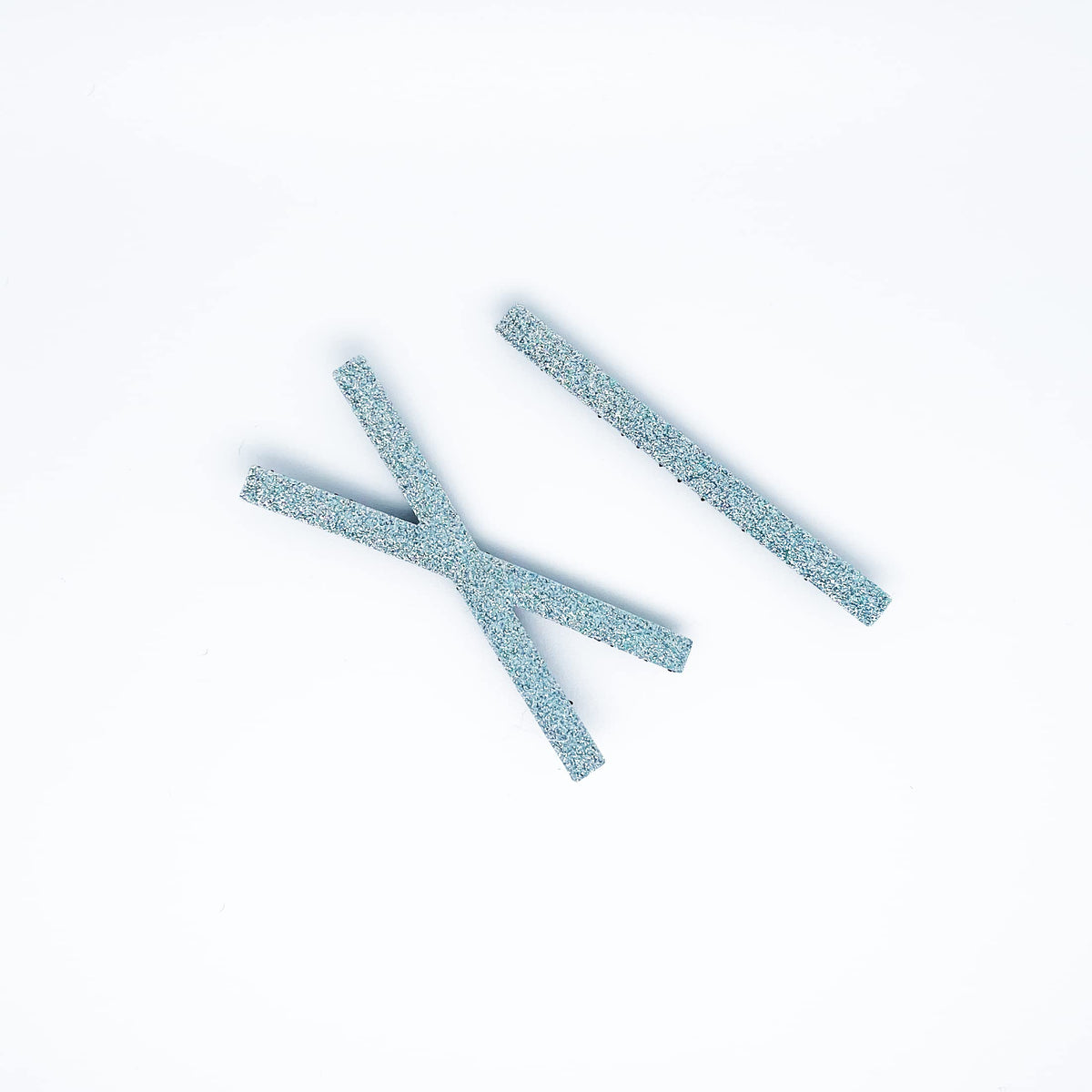 Glitter Plain-Color No-Crease Hair Clip for Bangs, Made in Japan, Ribbons, Cross, Hearts, Five-Point Shapes and Rectangles
