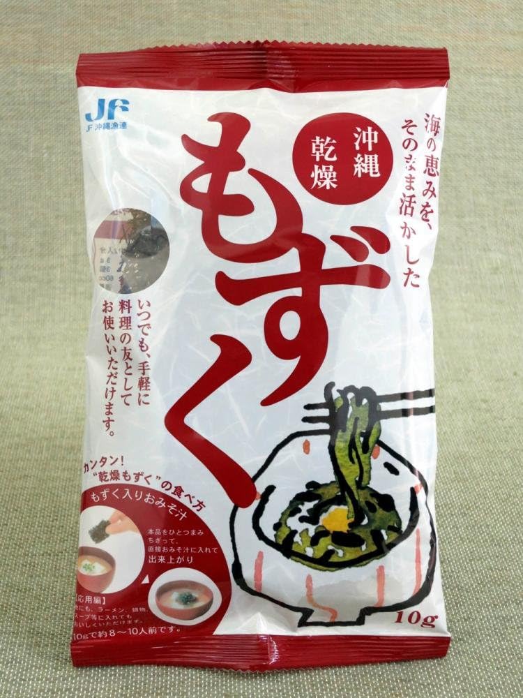 JF Okinawa Fisherman, Okinawa Dried Mozuku, 0.4 oz (10 g) x 3, Easy Recipes Included, Always Easy to Use as a Cooking Companion