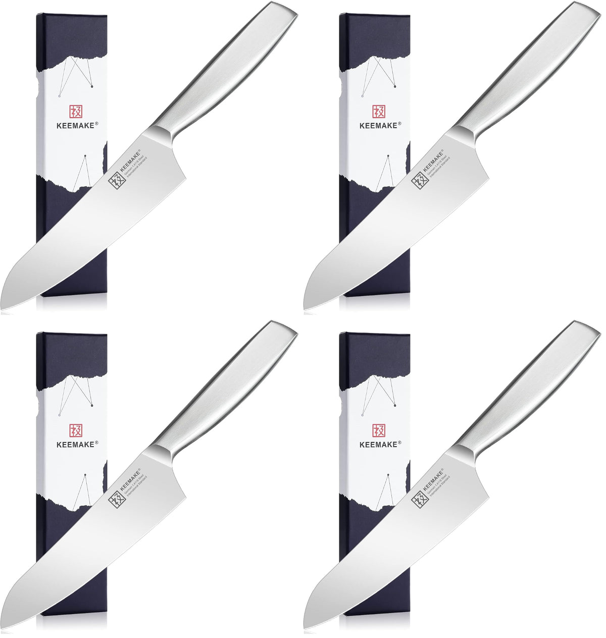 KEEMAKE All-Stainless Hollow-Handle Santoku Knife — 160 mm, 203 mm Or 4-Pack
