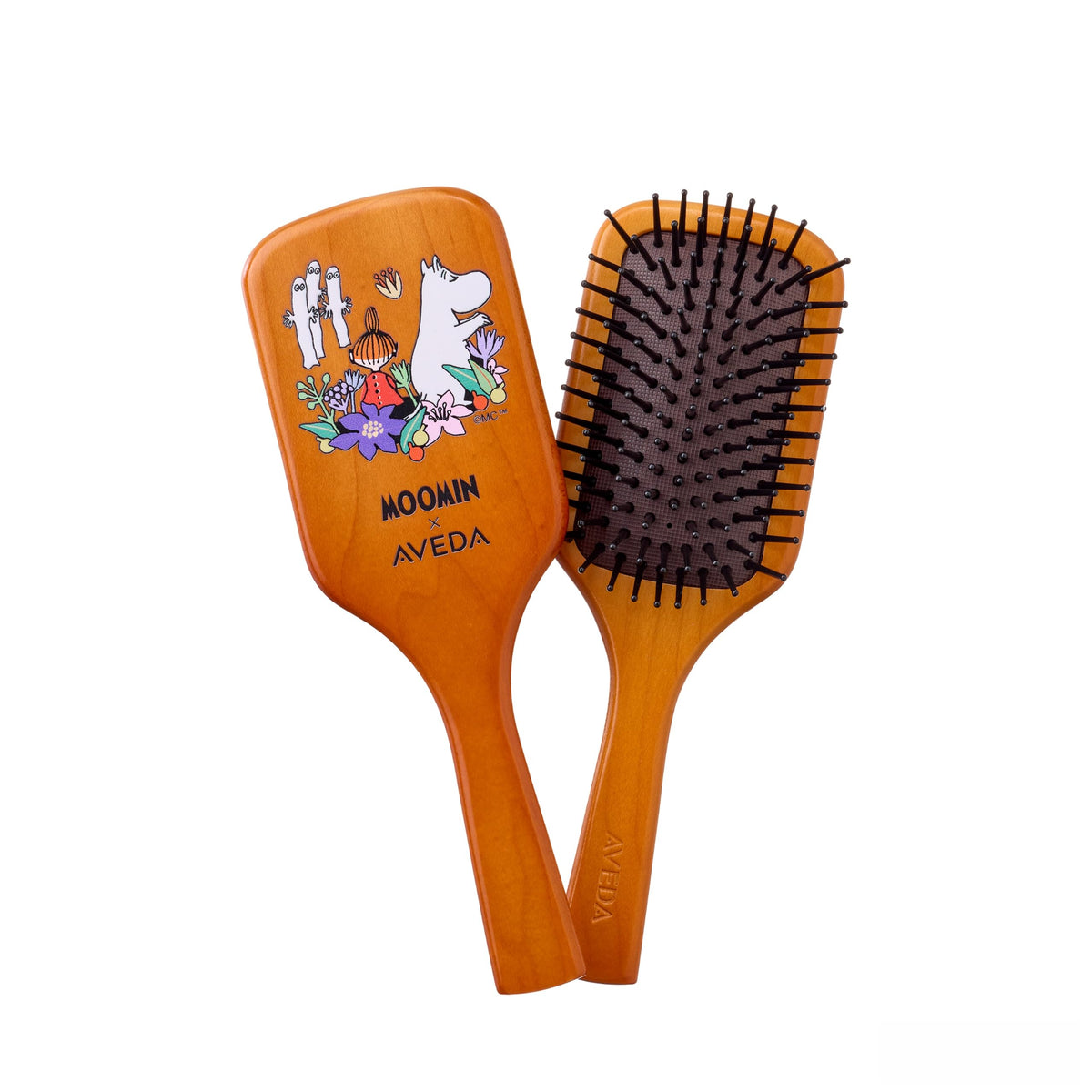 AVEDA Paddle Brush and Mini Paddle Brush, Cushion Hair Brush with Air-Hole Pad for Blow Drying and Scalp Massage, Standard or Moomin Edition