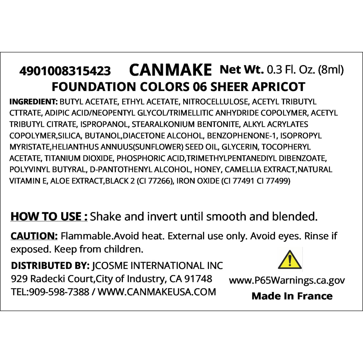 Canmake Foundation Colors, Sheer Quick-Dry Nail Foundation that Also Works as a Base Coat with a Round Brush, 8 mL