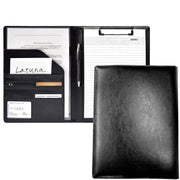 Latuna A4 Folding Clipboard Binder, Two-Fold Leather Binder with Quiet Clip for About 60 Sheets, Card Pockets and Pen Holder, 32 x 24.5 x 2 cm, Black, Navy or Brown
