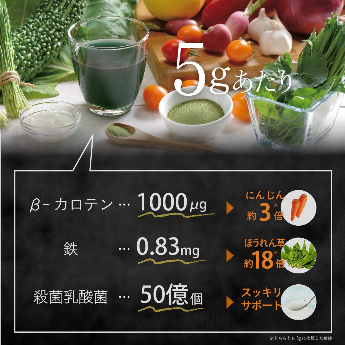 Spirulina, Lactic Acid Bacteria and Plant Enzyme Green Powder with Barley Young Leaf, Kale and Bitter Melon, 150 g