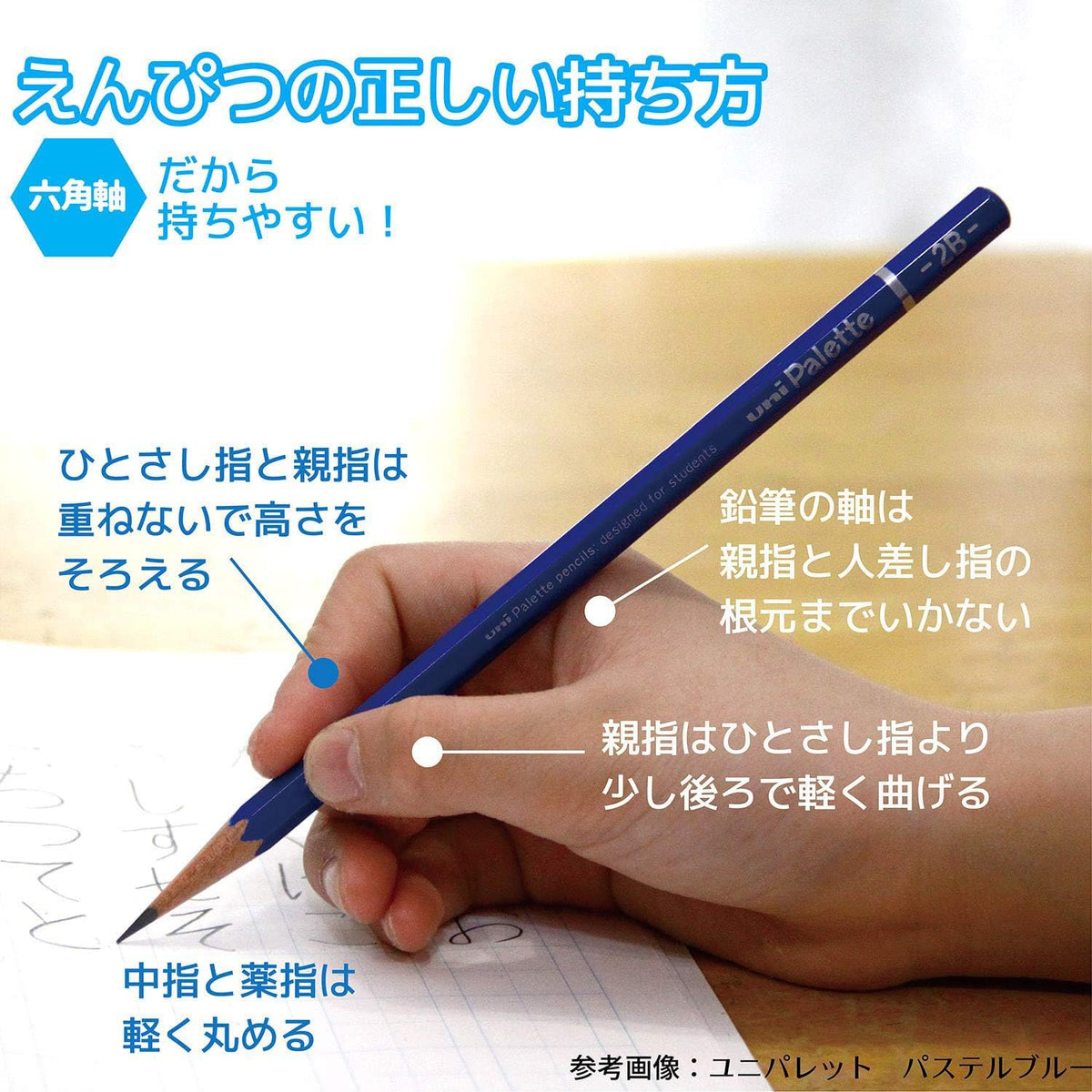 Mitsubishi Pencil Uni Palette Kakikata Learning Pencils, Hexagonal Shaft, Box of 12, Grades HB, B, 2B, 4B or 6B in Pastel, Mint, Navy, Ivory and Character Designs, 47 x 198 x 17 mm and 66 g
