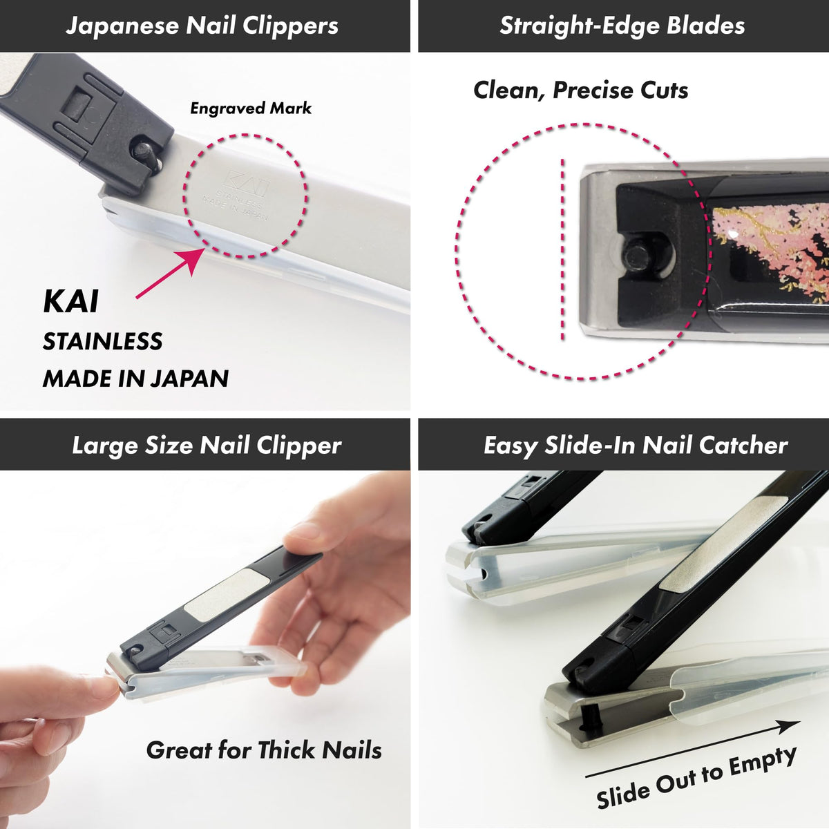 Maki-e Lacquer Nail Clipper in a Paulownia Wood Gift Box, Large Stainless Straight-Edge Clipper Made in Japan, Weeping Cherry, Thousand Cranes or Mt. Fuji and Sakura