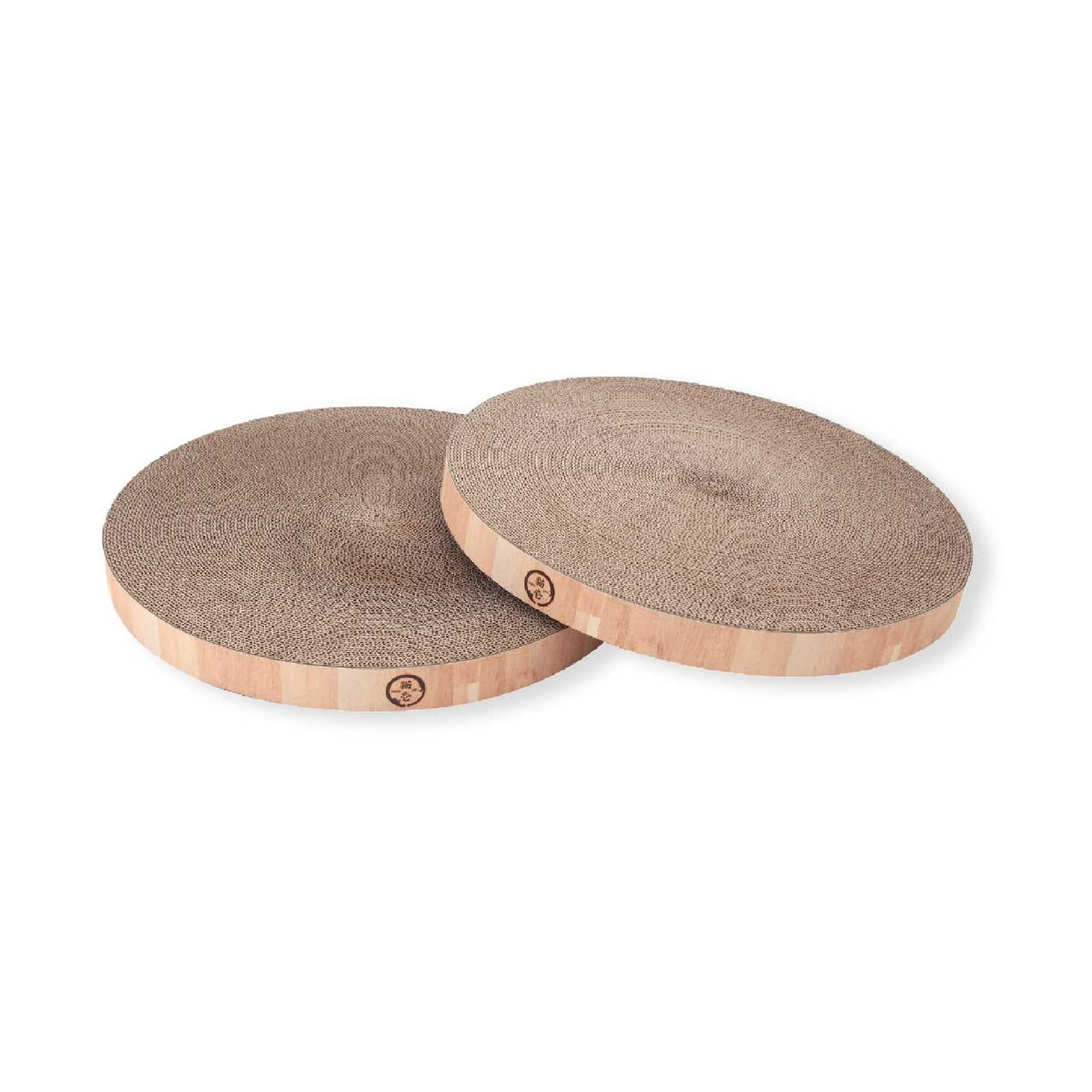 Necoichi Baribari Bowl Replacement Scratching Pads, Set of 2 Regular Size Light Brown Cardboard Cat Scratcher Refills, 38 cm