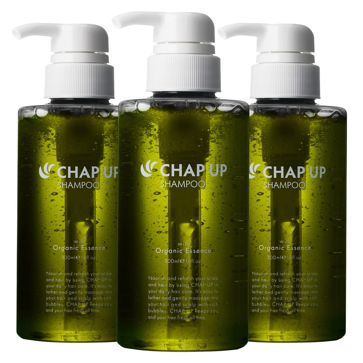 Chapup Rinse-in Scalp Shampoo, Amino Acid Non-Silicone Men's Shampoo with 10 Plant Extracts, Fresh Green Scent, 300 mL Bottle or Refill