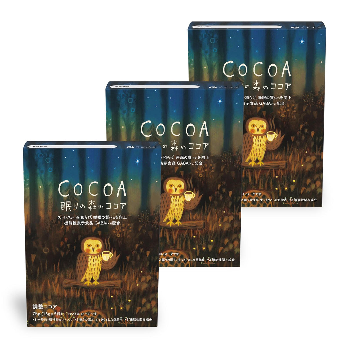 Sleep Forest Cocoa with GABA 100 mg and Glycine 100 mg, Food with Function Claims, 3 Boxes of 5 Sachets