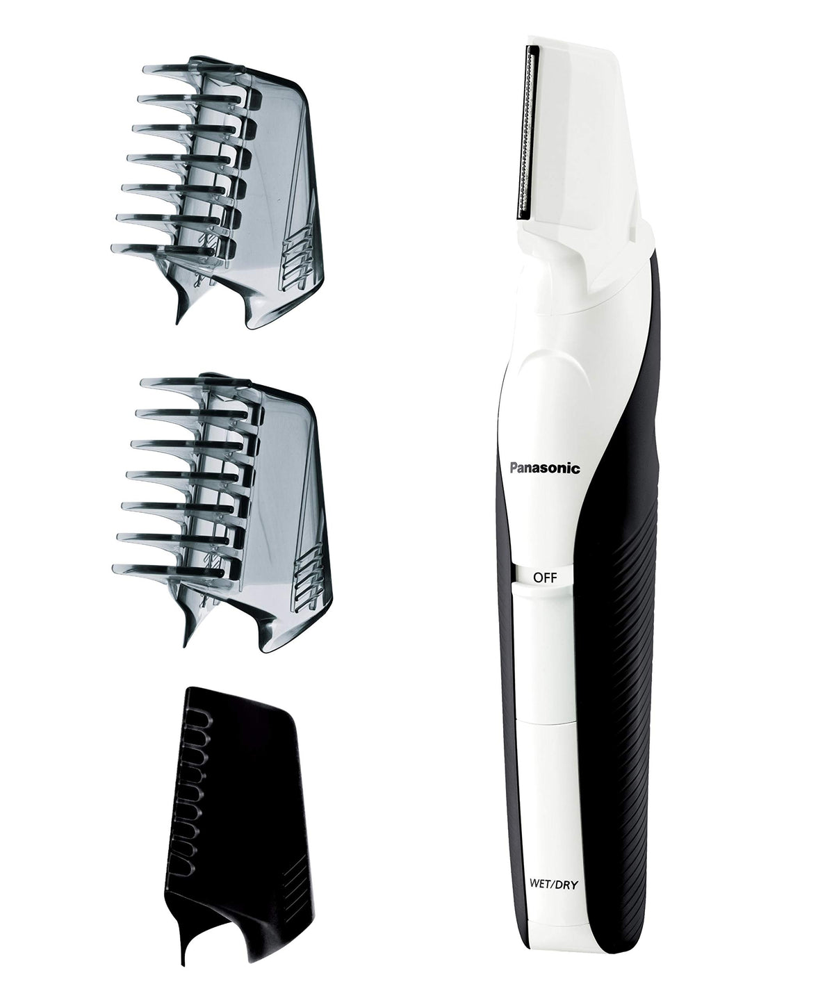 Panasonic Body Trimmer ER-GK60-W, Rechargeable Waterproof Body Shaver with Four Length Settings up to 6 mm and Three Attachments, White