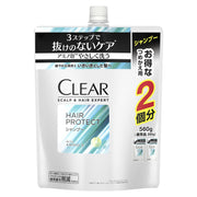 Clear Hair Protect Men's Scalp Shampoo Refill 560 g, Amino Foam Shampoo with 3 Amino Acids and Apple Fruit Cell Culture Extract, Green Floral Scent