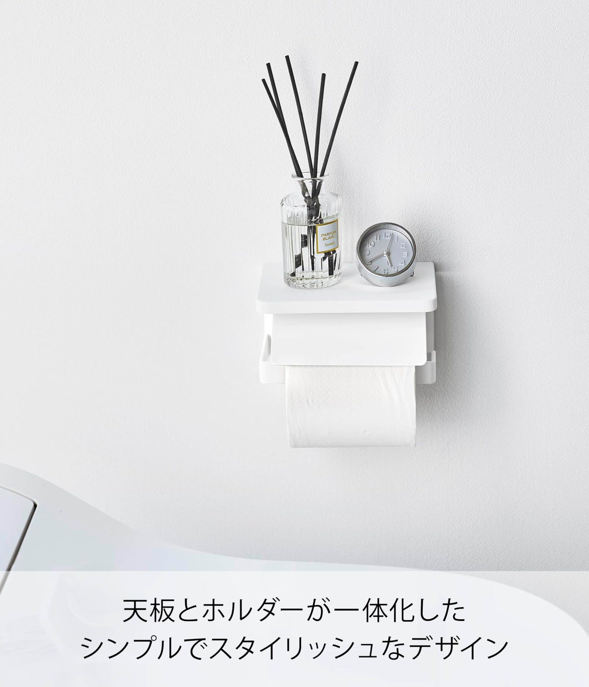 Yamazaki Tower Wall Toilet Paper Holder with Shelf, Steel Holder with Gypsum Board Pins and Wood Screws, Single 14 cm or Double 28.5 cm Wide, White or Black
