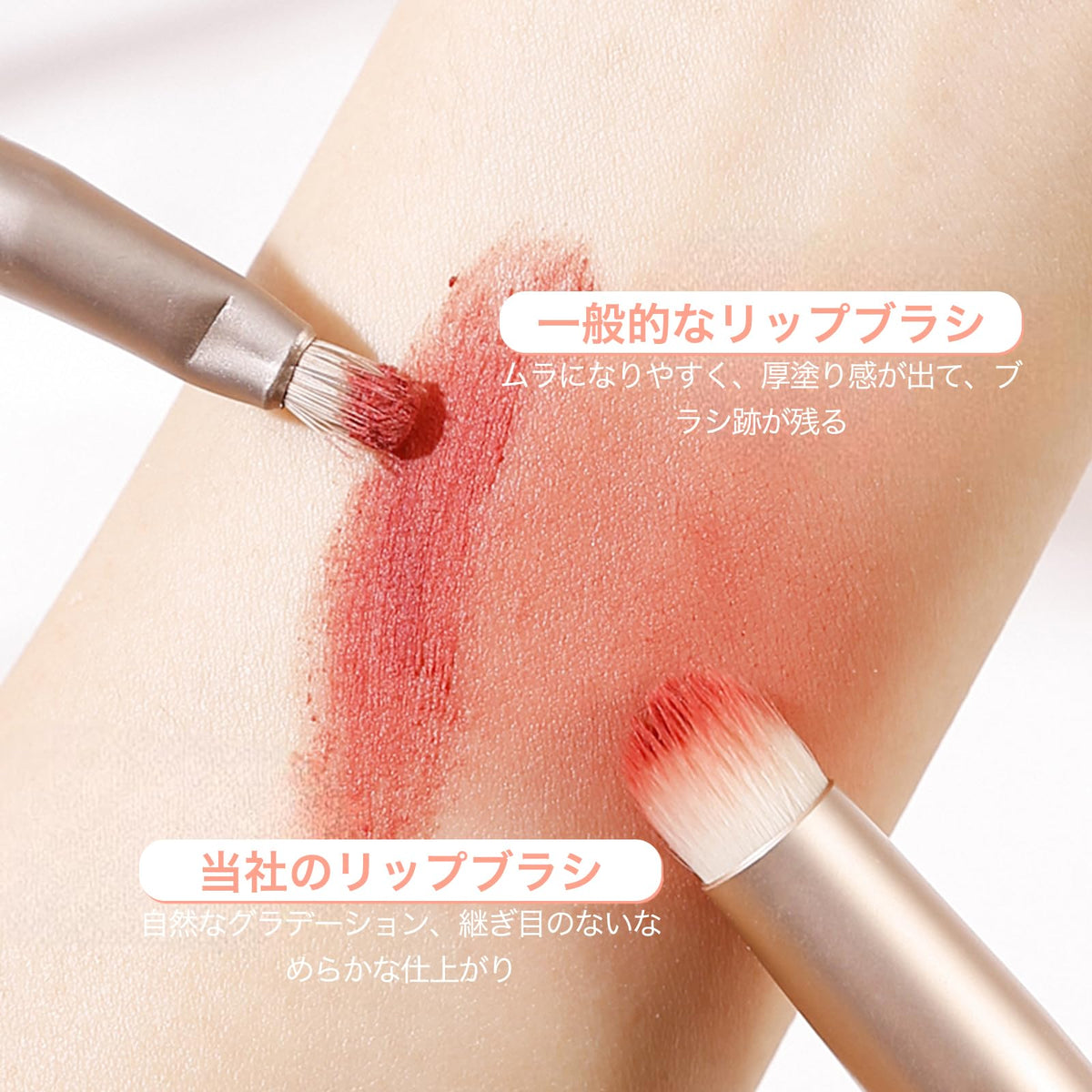 EXWICH Round Head Lip Brush, Capped Nylon-Bristle Lip Colour Blending Brush for Matte Lip and Tint, 10 cm