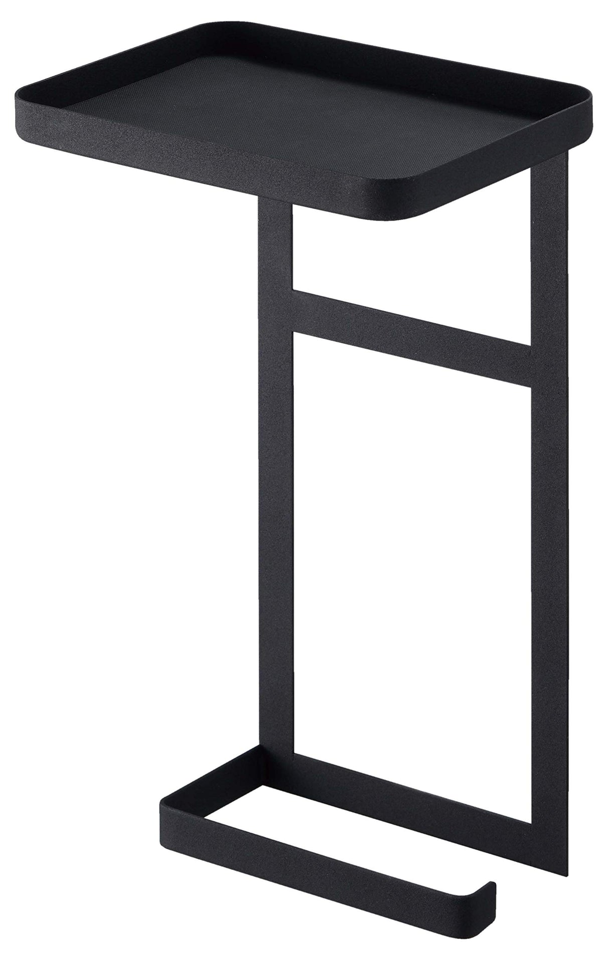 Yamazaki Tower Toilet Paper Holder Top Rack 2-Tier, Steel Tray and Spare Roll Hanger for Screw-On Holders, 17 x 12.5 x 30 cm and 435 g, White or Black