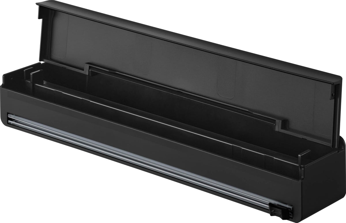 Yamazaki Tower Magnet Wrap Case with Slide Cutter, Holds Wrap or Foil Up to 31 cm Wide, 35.2 x 5.9 x 7 cm and 435 g, Black or White