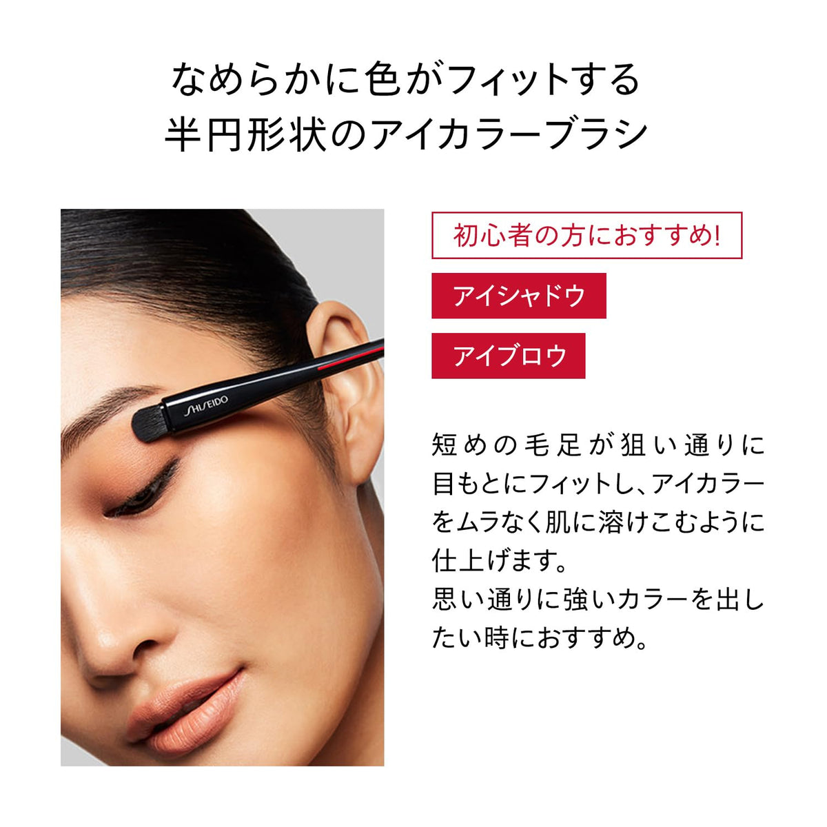 SHISEIDO HANEN FUDE — Curved Semi‑Circular Precision Head