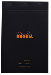 Rhodia Block Notepads, 80 Sheets with Water-Repellent Cover and Micro-Cut Perforation, Sizes No.10 to No.19 and A3+, Grid, Lined or Meeting Rule, Orange, Black or White, 1 to 5 Pads