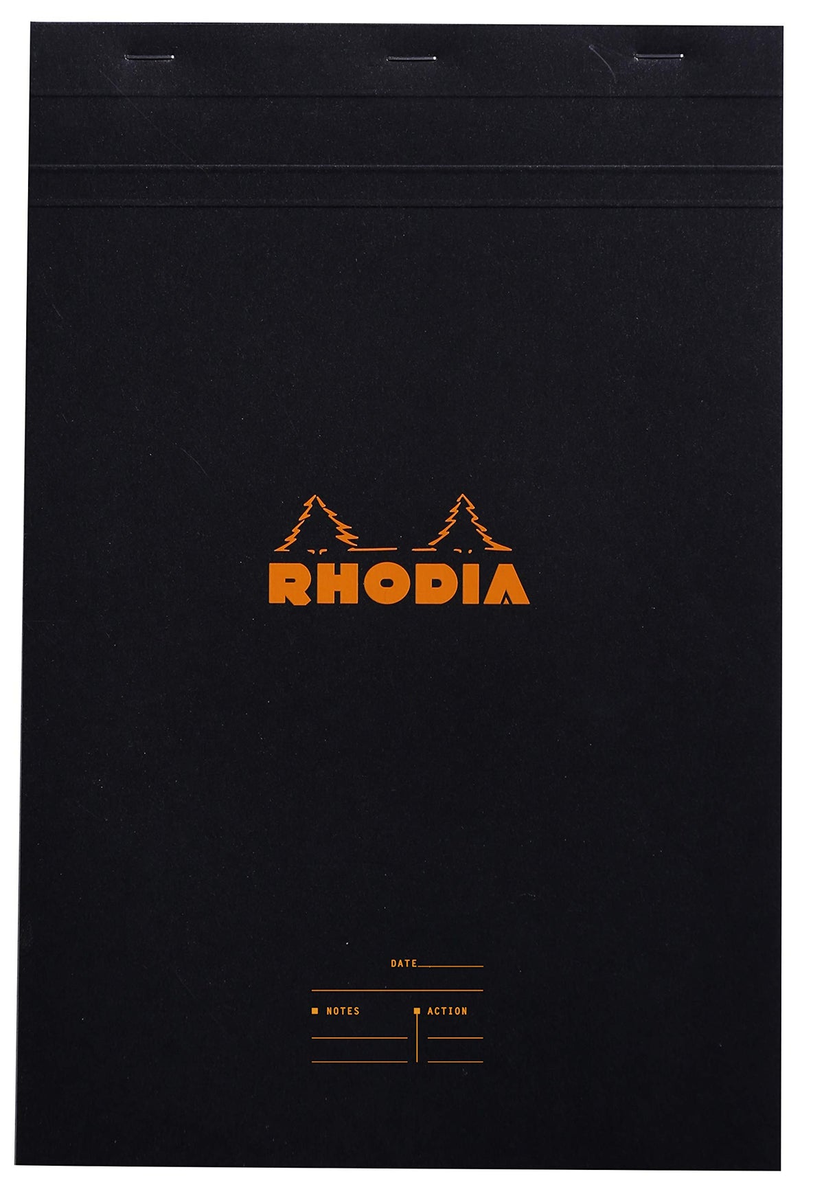 Rhodia Block Notepads, 80 Sheets with Water-Repellent Cover and Micro-Cut Perforation, Sizes No.10 to No.19 and A3+, Grid, Lined or Meeting Rule, Orange, Black or White, 1 to 5 Pads