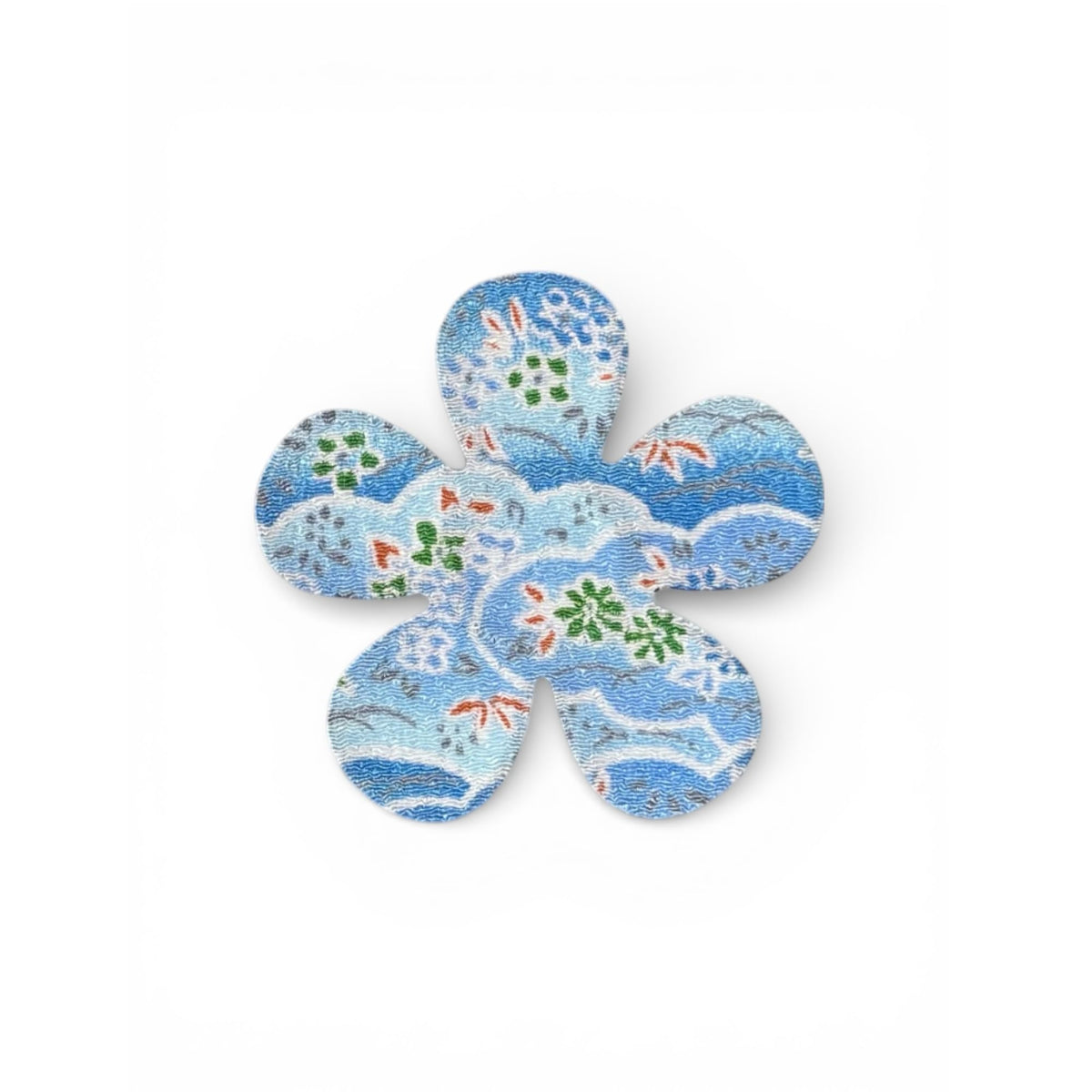 Japanese Chirimen Cloud and Flower Pattern No-Crease Hair Clip for Bangs, Made in Japan, 7 Shapes and 5 Colors