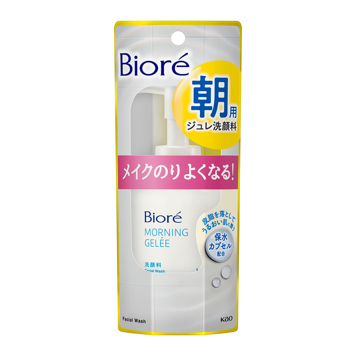 Bioré Morning Gelée Jelly Face Wash, No-Lather Morning Facial Wash with Moisture Capsules, Aqua Floral Scent, 100 mL Bottle or 160 mL Refill