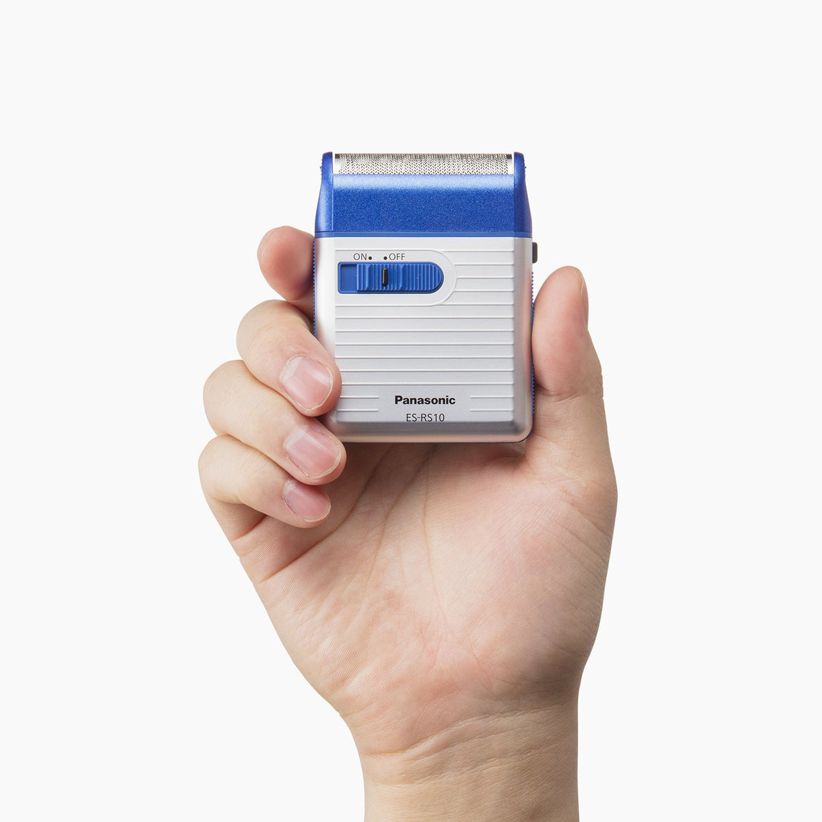 Panasonic Compact Travel Shaver ES-RS10, Single-Foil Reciprocating Battery Shaver with Cap and Cleaning Brush, Silver or Blue, Made in Japan