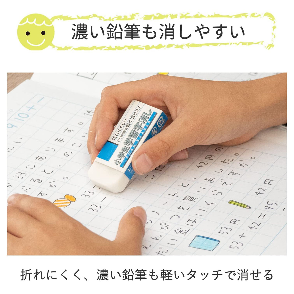 SAKURA School Foam Eraser, Small 45 x 19 x 10 mm in Packs of 10 or Medium 58.5 x 23 x 10 mm in Packs of 5, Foam and Erase-Polymer Double Resin with Name Panel