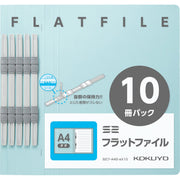 KOKUYO Flat File S2 A4 Long-Edge Binding, 2 Holes at 80 mm Pitch, 15 mm Capacity, Coloured Board Cover with Plastic Fasteners, 10 Files per Pack, 307 x 231 x 18 mm, Blue, Green, Yellow or Pink